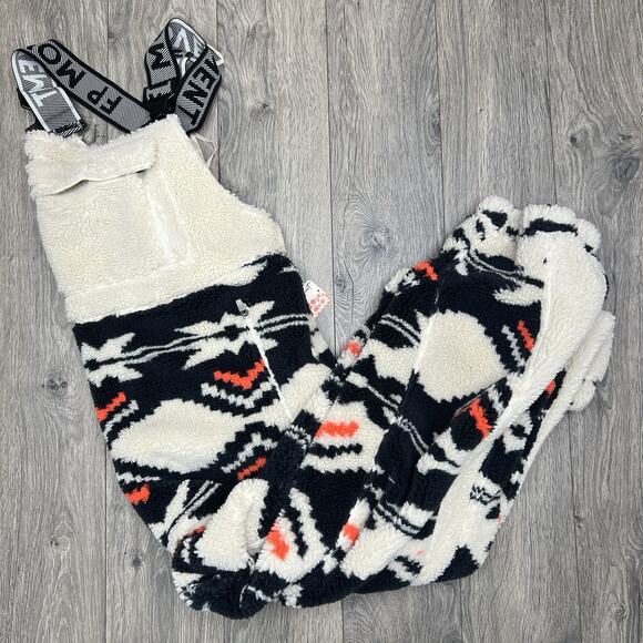 Free People Snow Bib Sz Medium Womens Black White Hit The Slopes Printed - Picture 1 of 15